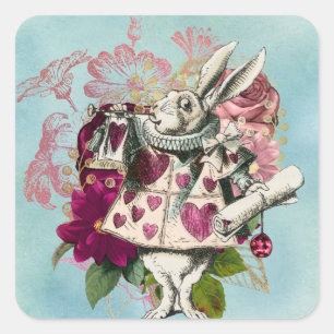 Pegatina Cuadrada Fancy Wonderland White Rabbit