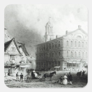 Pegatina Cuadrada Faneuiel Hall, Boston