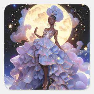 Pegatina Cuadrada Fantasía afroamericana