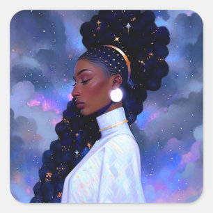 Pegatina Cuadrada Fantasía afroamericana