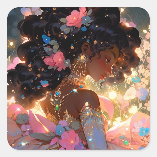 Pegatina Cuadrada Fantasía: arte afroamericano (Anverso)