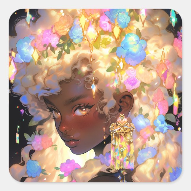 Pegatina Cuadrada Fantasía: arte afroamericano (Anverso)