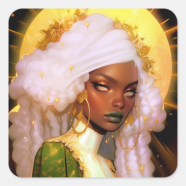 Pegatina Cuadrada Fantasía: arte afroamericano (Anverso)