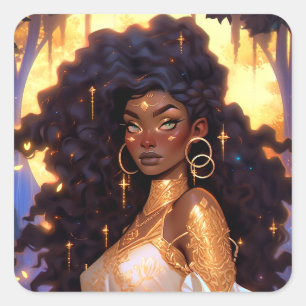 Pegatina Cuadrada Fantasía: arte afroamericano