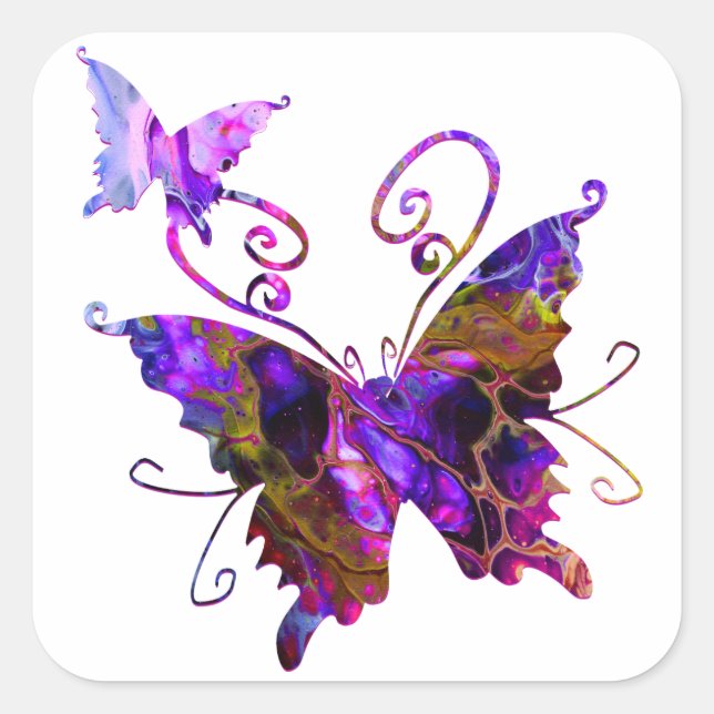 Pegatina Cuadrada Fantasía Butterflies (Anverso)