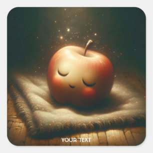 Pegatina Cuadrada Fantasía Cuesta Manzana Roja