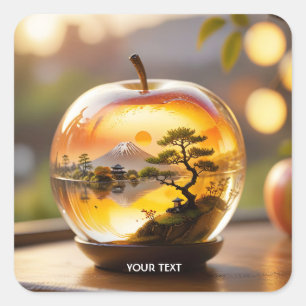 Pegatina Cuadrada Fantasía Cuidada Vista Apple Japonesa