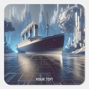 Pegatina Cuadrada Fantasía Cute Enorme Tubos De Barco