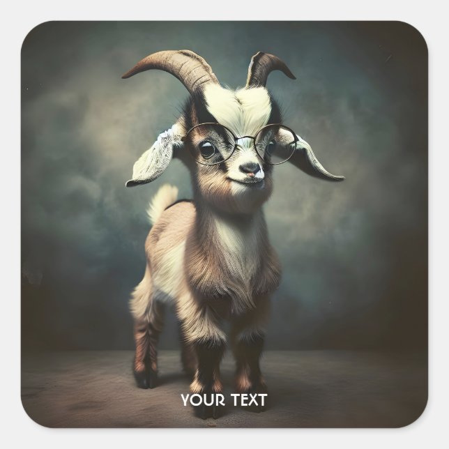 Pegatina Cuadrada Fantasía Cute Gracioso Bebé Cabra (Anverso)