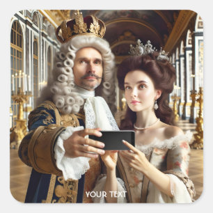 Pegatina Cuadrada Fantasía Cute King Love Selfie