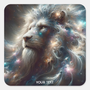Pegatina Cuadrada Fantasía Cute Lion Space Stars