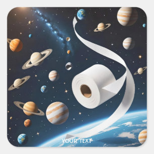 Pegatina Cuadrada Fantasía Cute Paper Flying Space