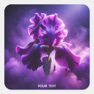 Pegatina Cuadrada Fantasía Cute Purple Iris Foz