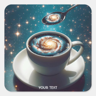 Pegatina Cuadrada Fantasía Cute Space Cup Spoon