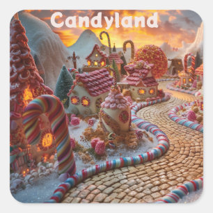 Pegatina Cuadrada Fantasía de Candyland