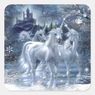 Pegatina Cuadrada Fantasía de invierno