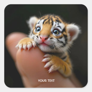 Pegatina Cuadrada Fantasía Dedo Bebé Tigre