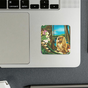 Pegatina Cuadrada Fantasía del rey Charles Spaniel Sprite