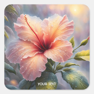 Pegatina Cuadrada Fantasía dulce delgado hibiscus flor