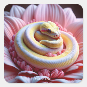 Pegatina Cuadrada Fantasía flor de serpiente amarilla