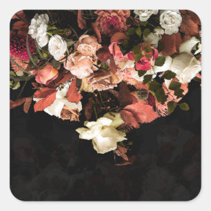 Pegatina Cuadrada "Fantasía floral otoñal"