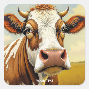 Pegatina Cuadrada Fantasía Nubes de Campo de Vaca Cuta