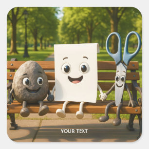 Pegatina Cuadrada Fantasía tijeras de papel de rock cutáneo