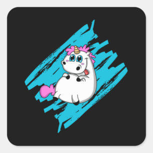 Pegatina Cuadrada Fantasía unicornio cute animales Gracioso regalo d
