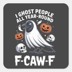 Pegatina Cuadrada Fantasma A La Gente Todo El Año En La Fe De Hallow