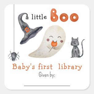 Pegatina Cuadrada Fantasma Adorable - La primera biblioteca del bebé