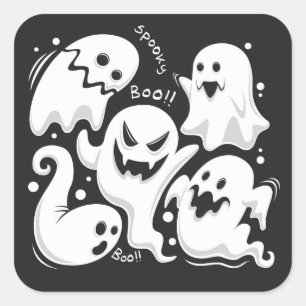 Pegatina Cuadrada Fantasma Cuta