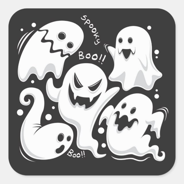 Pegatina Cuadrada Fantasma Cuta (Anverso)