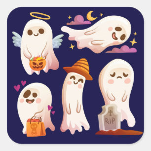Pegatina Cuadrada Fantasma Cuta