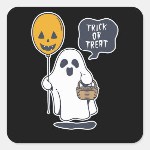 Pegatina Cuadrada Fantasma de Halloween
