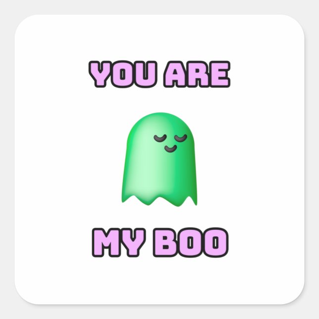 Pegatina Cuadrada Fantasma de Halloween - Eres mi novio (Anverso)