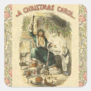 Pegatina Cuadrada Fantasma de la Navidad Presente Scrooge
