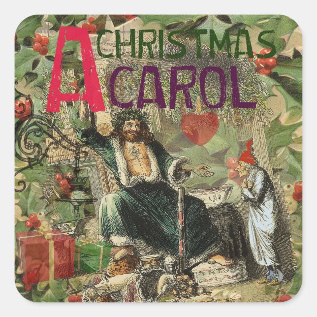 Pegatina Cuadrada Fantasma del Ilustracion actual de Navidad (Anverso)