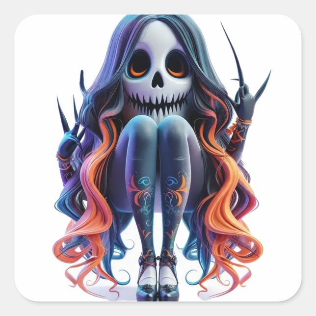 Pegatina Cuadrada Fantasma divertida (Anverso)