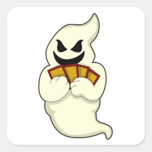 Pegatina Cuadrada Fantasma en el póker con tarjetas de póker