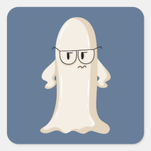 Pegatina Cuadrada Fantasma gruñón con gafas