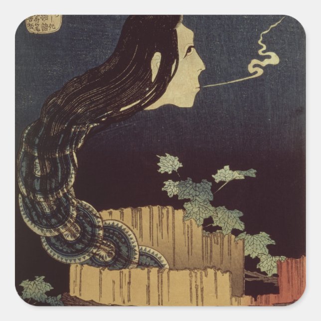 Pegatina Cuadrada Fantasma japonesa (Anverso)