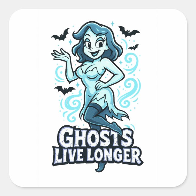 Pegatina Cuadrada Fantasma personalizado de Pin-Up - Los Fantasmas V (Anverso)