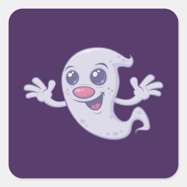 Pegatina Cuadrada Fantasma retro cutáneo (Anverso)