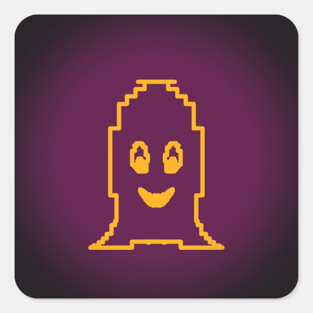 Pegatina Cuadrada Fantasma sonriente (Anverso)