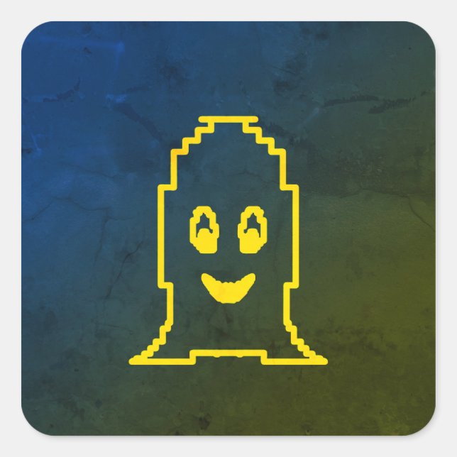 Pegatina Cuadrada Fantasma sonriente (Anverso)