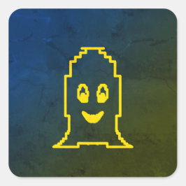 Pegatina Cuadrada Fantasma sonriente