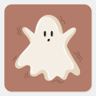 Pegatina Cuadrada Fantasma sorprendido con brazos levantados