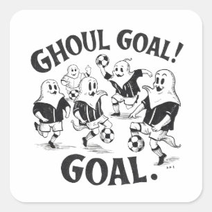Pegatina Cuadrada Fantasmas jugando un partido de fútbol