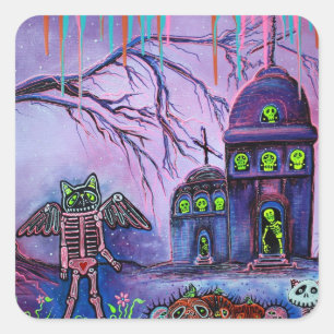 Pegatina Cuadrada Fantasmo