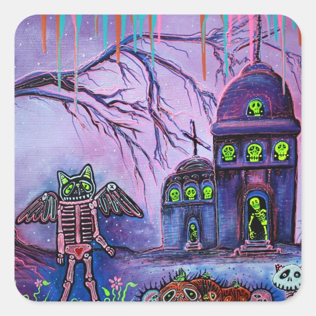 Pegatina Cuadrada Fantasmo (Anverso)